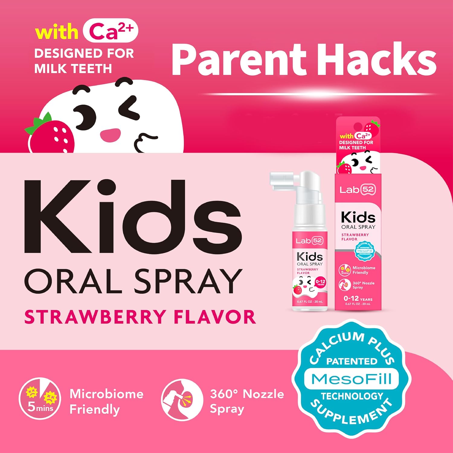 LAB52 Kids Oral Spray, Toddler Toothpaste Helper for Daily Oral Care and Fresh Breath, Children