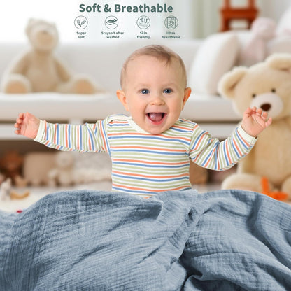 Muslin Swaddle Blankets for Newborn, 2 Pack Breathable Soft Receiving Blanket, Large 41 x 41 inches