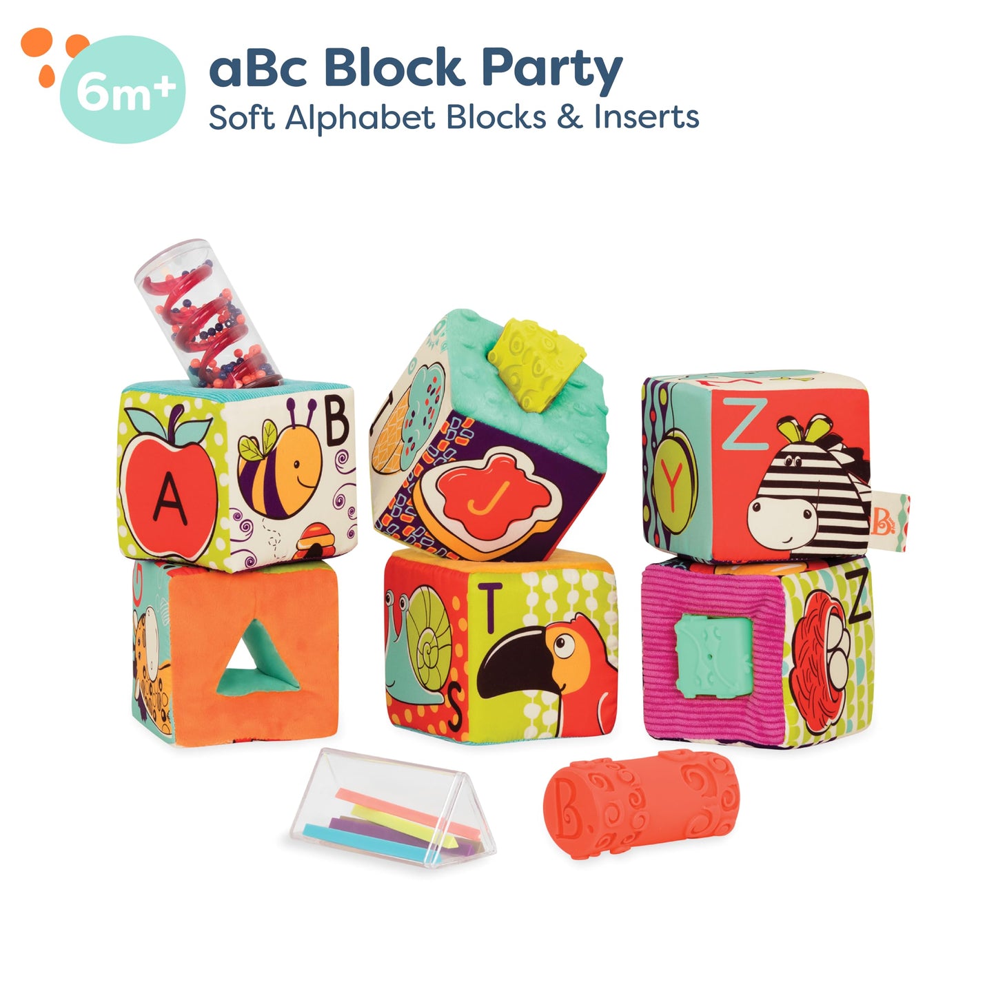 B. toys Soft Fabric Building Blocks, ABC Block Party, Baby
