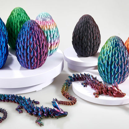 Dragon Egg,15in Crystal Dragon,Surprise Egg,Articulated Dragon,3D Printed Gift Toy,Fidget Toys for Autism/ADHD, Executive Desk Toys,Home Office Decor (Blue Green)