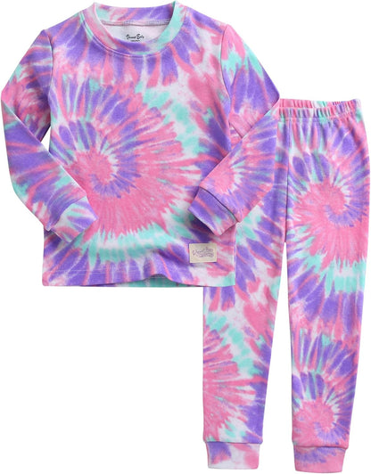VAENAIT BABY 12M-12Y Toddler Kids Boys Girls 100% Cotton Marbling Tiedye Sung Fit Sleepwear Pajamas 2pcs Pjs Set