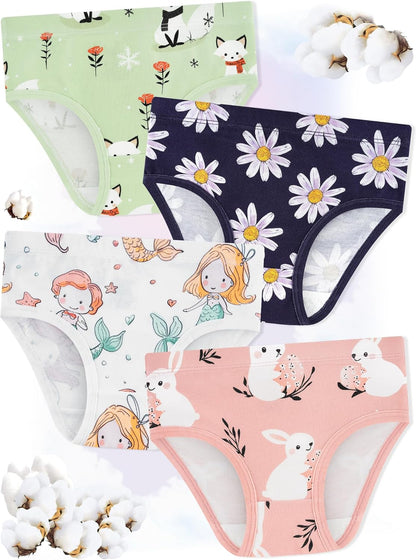 Girls' Underwear,Soft Cotton Tagless Panties for Toddlers' & Little Kids' Comfort,Breathable Briefs,8-Pack