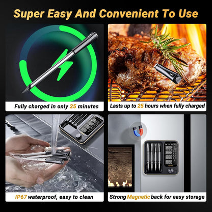 Wireless Meat Thermometer with 4 Probes, Inkbird Wifi BluetoothThermometer Digital Wireless for