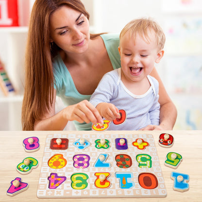 SYNARRY Wooden Puzzles for Toddlers 1-3, 6XSET Puzzles for Toddlers 2-4 with Rack, Learning