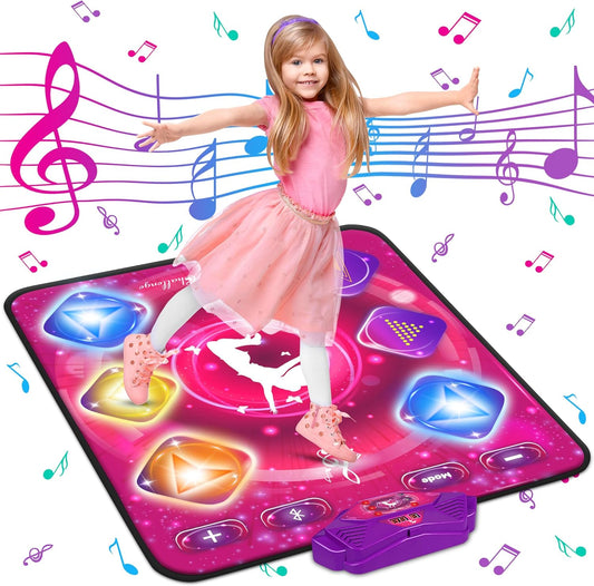 Dance Mat for Kids, Electronic Dance Pad with Wireless Bluetooth & LED Lights, Adjustable Volume, Built-in Music, 5 Game Modes, Xmas B-Day Gifts for 3+ Years Old Girls Toys (Bluetooth Type-Purple)
