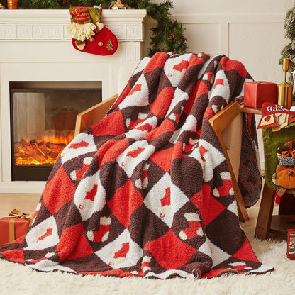 CYMULA Christmas Knit Throw Blanket - Super Soft Cozy Fuzzy Blankets for Couch, Sofa & Bed, Holiday