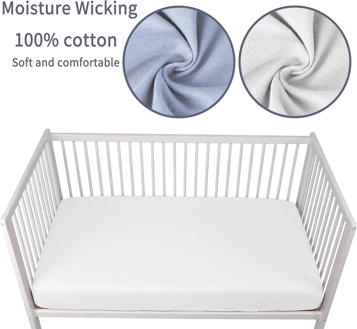Crib Sheets for Boys Girls,100% Cotton Fitted Crib Sheet 2 Pack for Standard Crib and Toddler