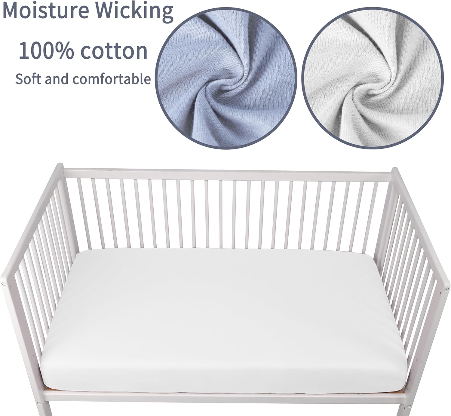 Crib Sheets for Boys Girls,100% Cotton Fitted Crib Sheet 2 Pack for Standard Crib and Toddler