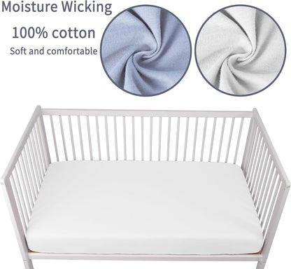Crib Sheets for Boys Girls,100% Cotton Fitted Crib Sheet 2 Pack for Standard Crib and Toddler