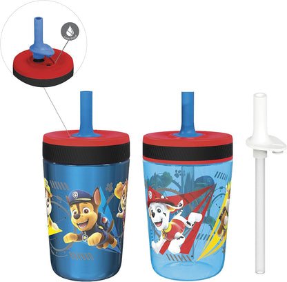 Zak Designs PAW Patrol Kelso Tumbler Set, Leak-Proof Screw-On Lid with Straw, Bundle for Kids