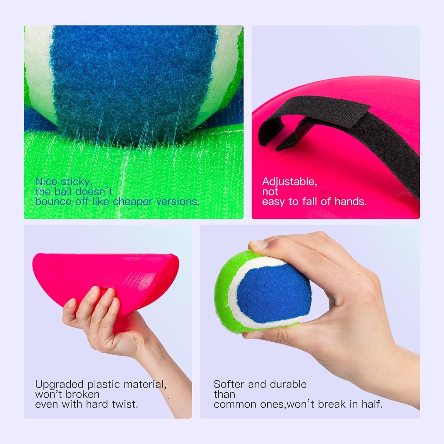 EVERICH Upgraded Toss and Catch Ball Game Set - Indoor and Outdoor Games for Kids 3-12, Beach Sand Pool Water Toy Includes 4 Paddles 4 Sticky Balls, Great Birthday Easter Gifts for Boys Girls