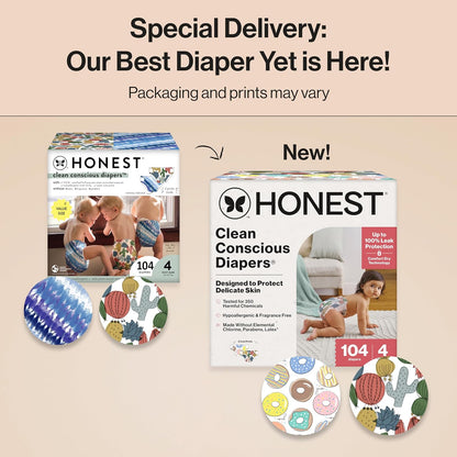 The Honest Company Clean Conscious Diapers for Delicate Skin | Up to 100% Leakproof |