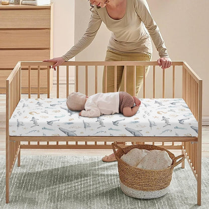 Underwater World Whale Fitted Crib Sheet Ocean Animals Baby Crib Sheet Fit Standard Crib and Toddler Mattress,Crib Mattress Sheets for Boys Girls 28"x52"
