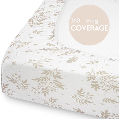 Yoofoss Pack and Play Sheets Fitted, Mini Crib Sheets 2-Pack for Pack N Play Mattress, Stretchy