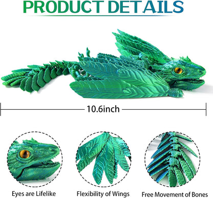 Feathered Wyvern Dragon，3D Printed Dragon with Wings，Articulated Dragon，Fidget Toy Surprise，Desktop Pet (Rainbow)