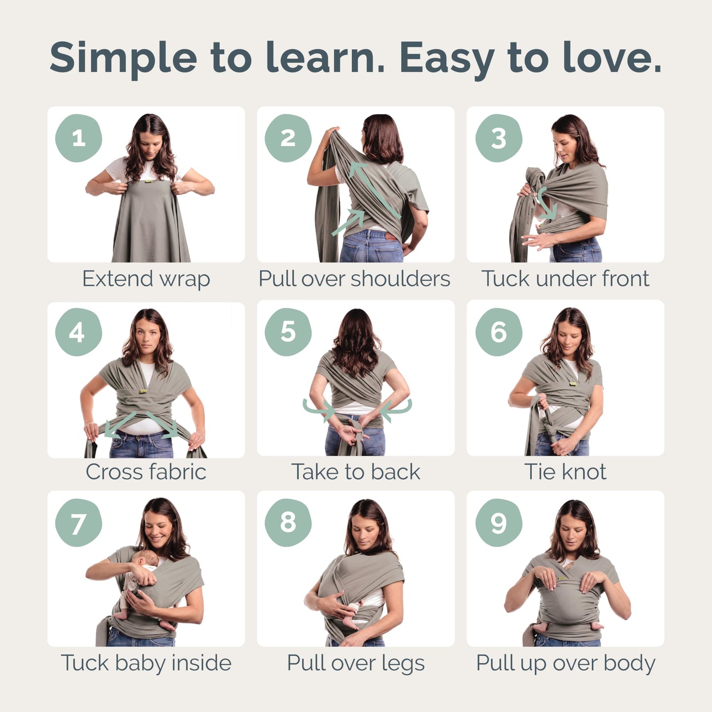 Boba Baby Wrap Carrier - Stretch Cotton Newborn Sling, Grey