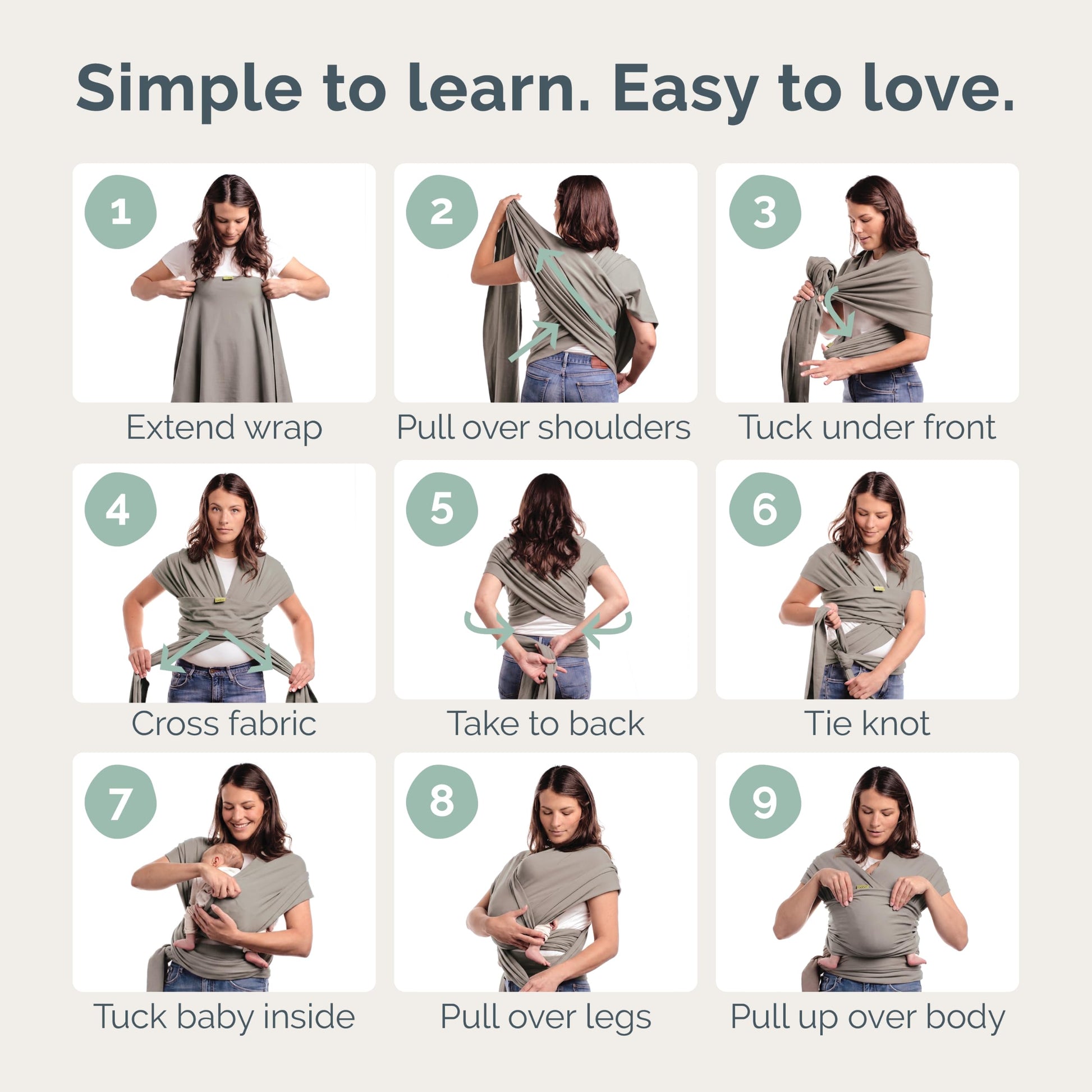 Boba Baby Wrap Carrier - Stretch Cotton Newborn Sling, Grey