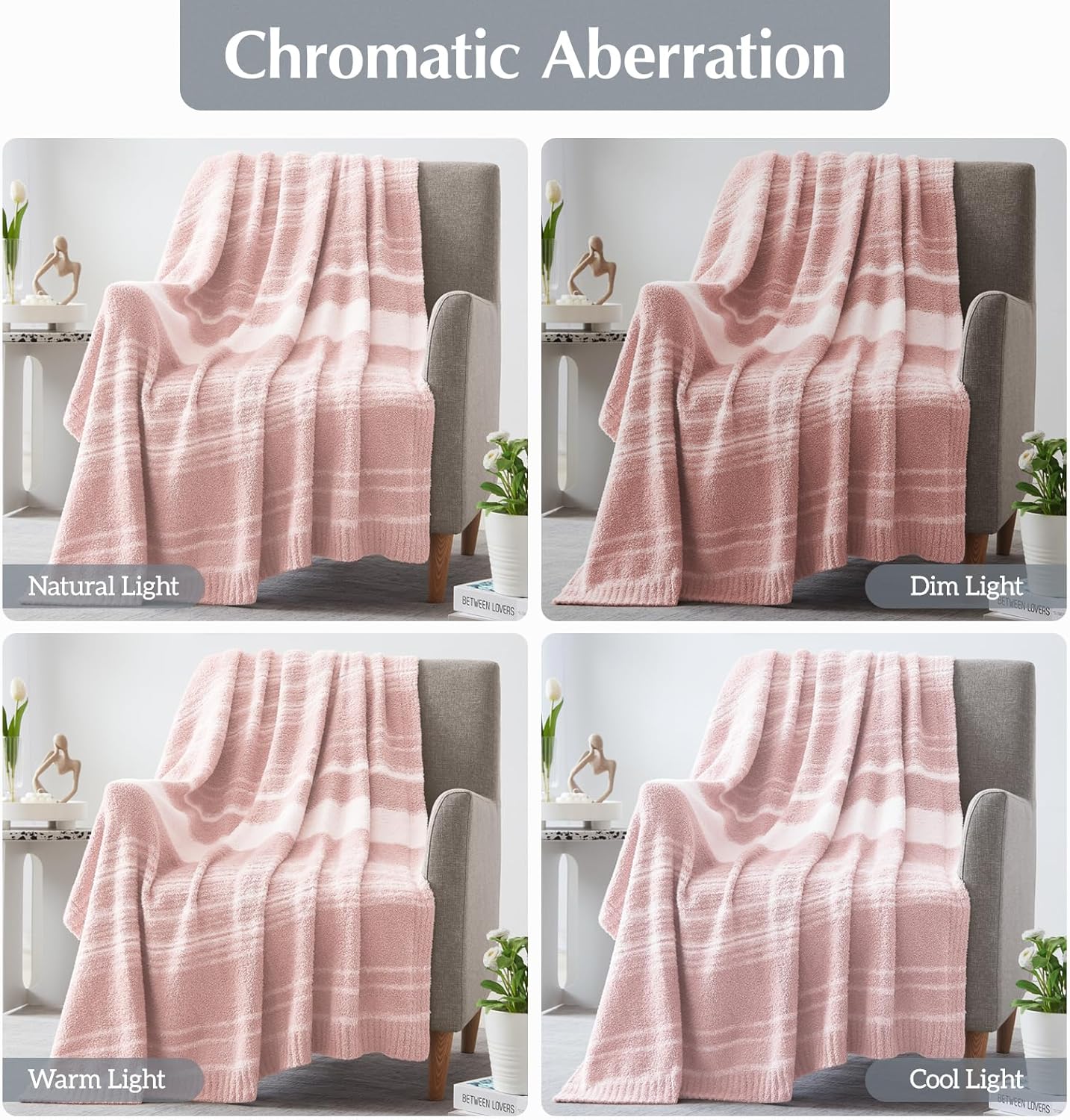 WRENGONGE Pink Throw Blanket, 50x70 Soft Cozy Striped Throw Blankets for Couch, Sofa, Bed, Travel