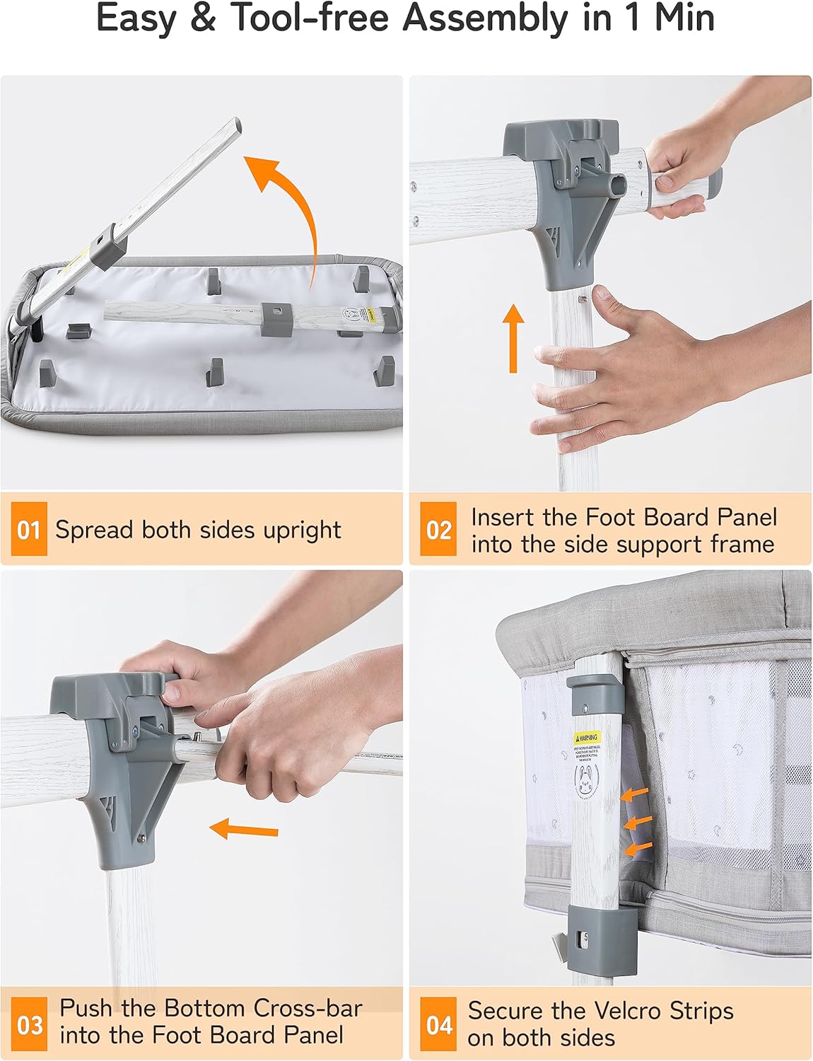 besrey 5 in 1 Baby Bassinet Bedside Sleeper, Playpen with Bassinet & Baby Cradle, Adjustable Bedside Crib for Newborn Infant with Mobile Toy Hanger, Hanging Diaper Bag, Mosquito Net, Mattress
