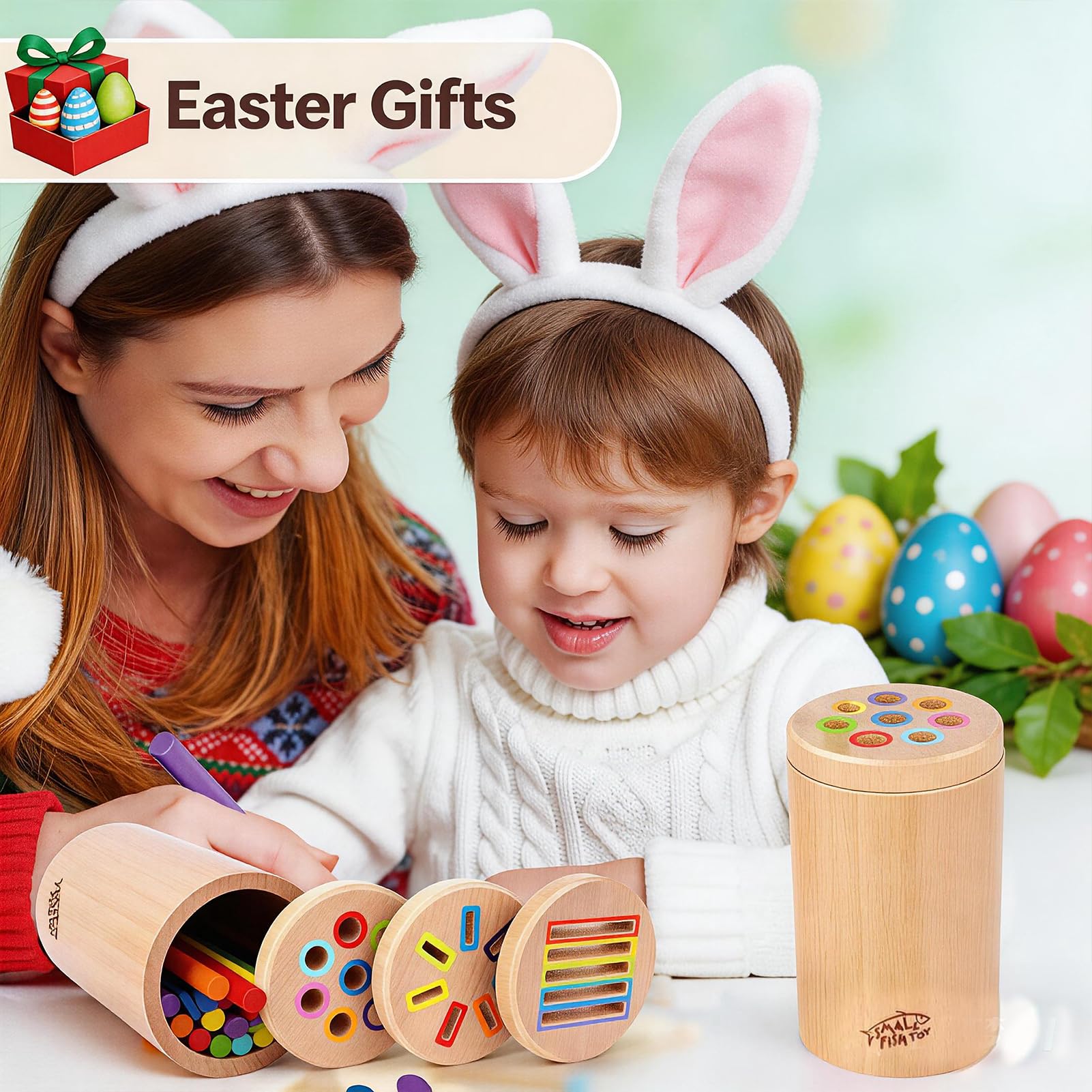Wooden Montessori Baby Toddler Toys 3in 1 Learning Fine Motor Preschool Toy