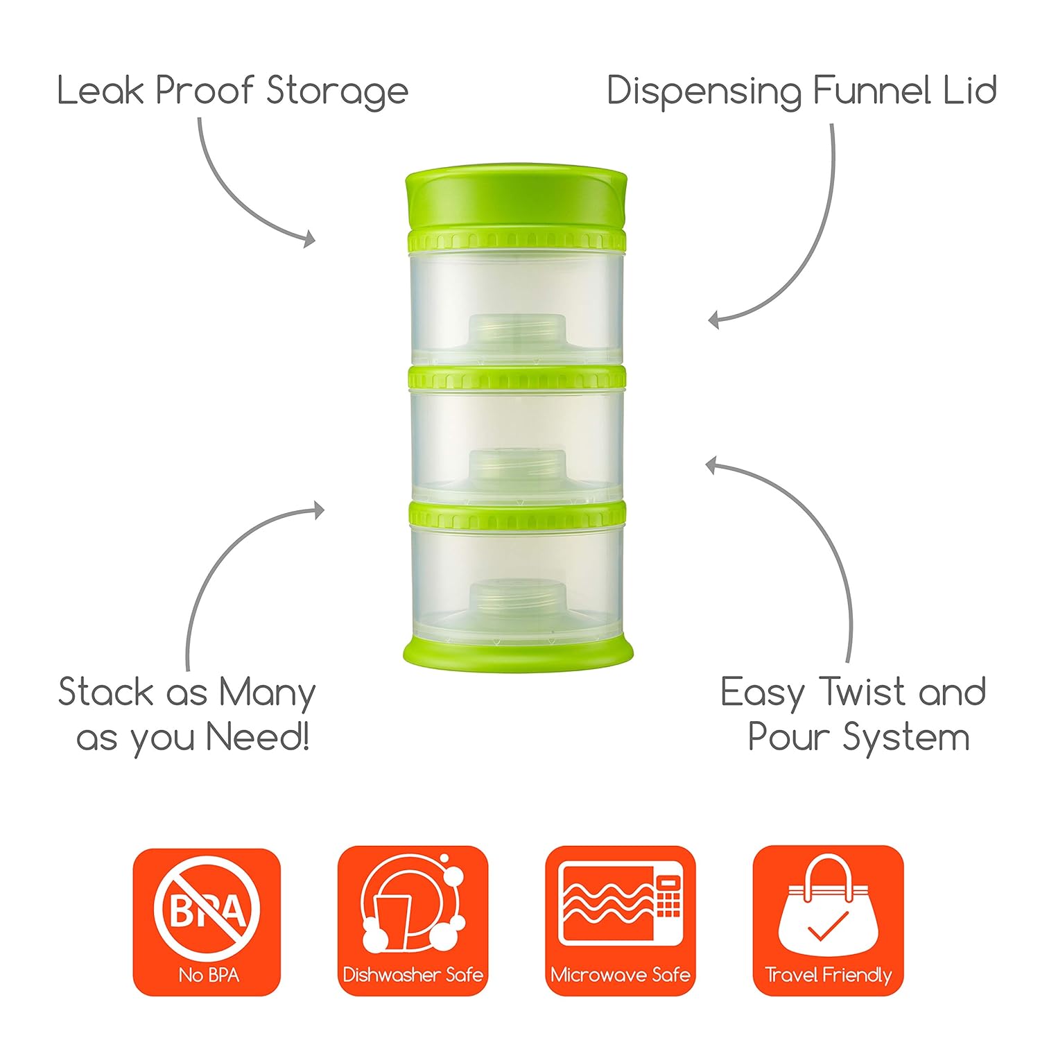 Innobaby Packin' Smart Stackable and Portable Storage System for Formula, Liquid, Baby Snacks and