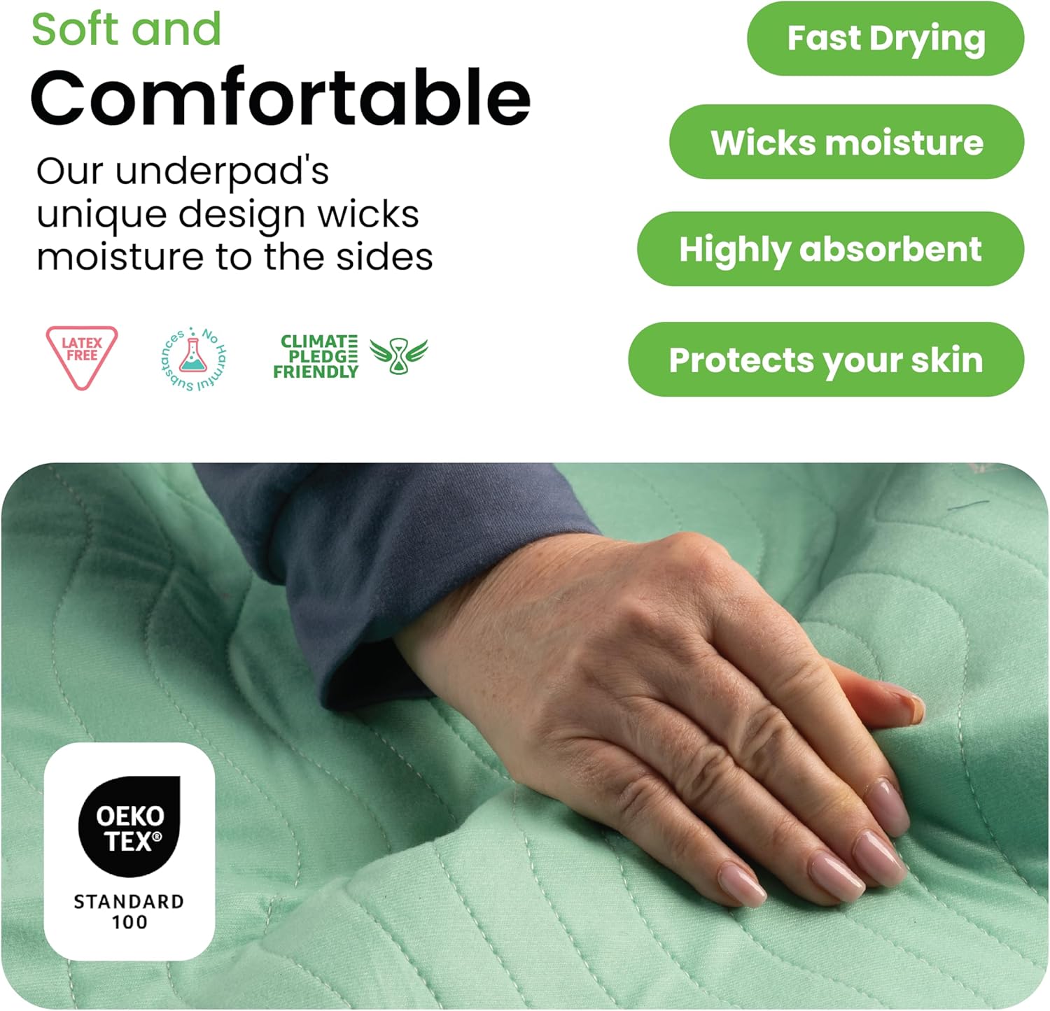 IMPROVIA® Washable Underpads, 34" x 36" (Pack of 4) - Heavy Absorbency Reusable Bedwetting