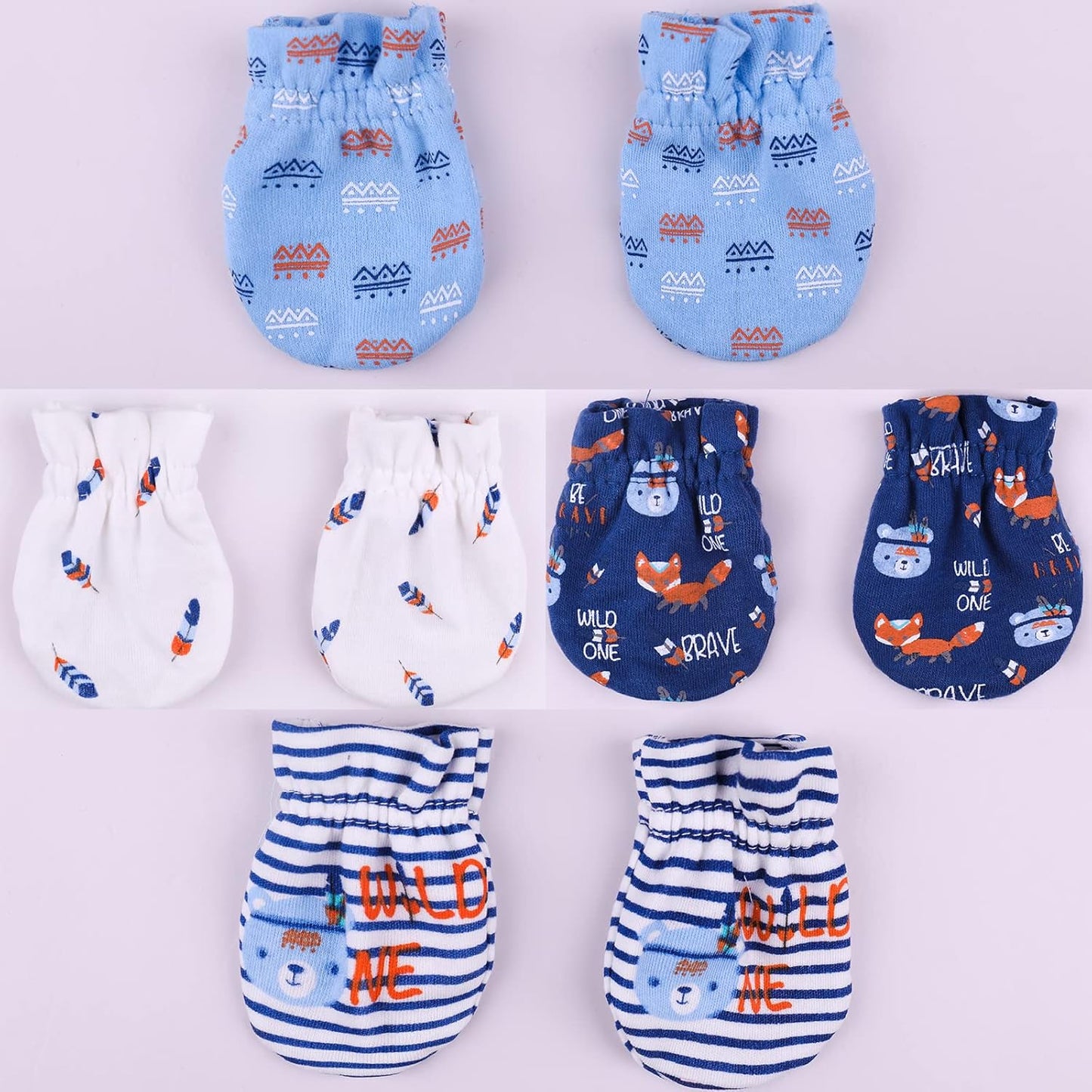 Baby Hat and Mittens Set Newborn Baby Hats Caps for Baby Boys Girls 0-6 Months 100% Cotton