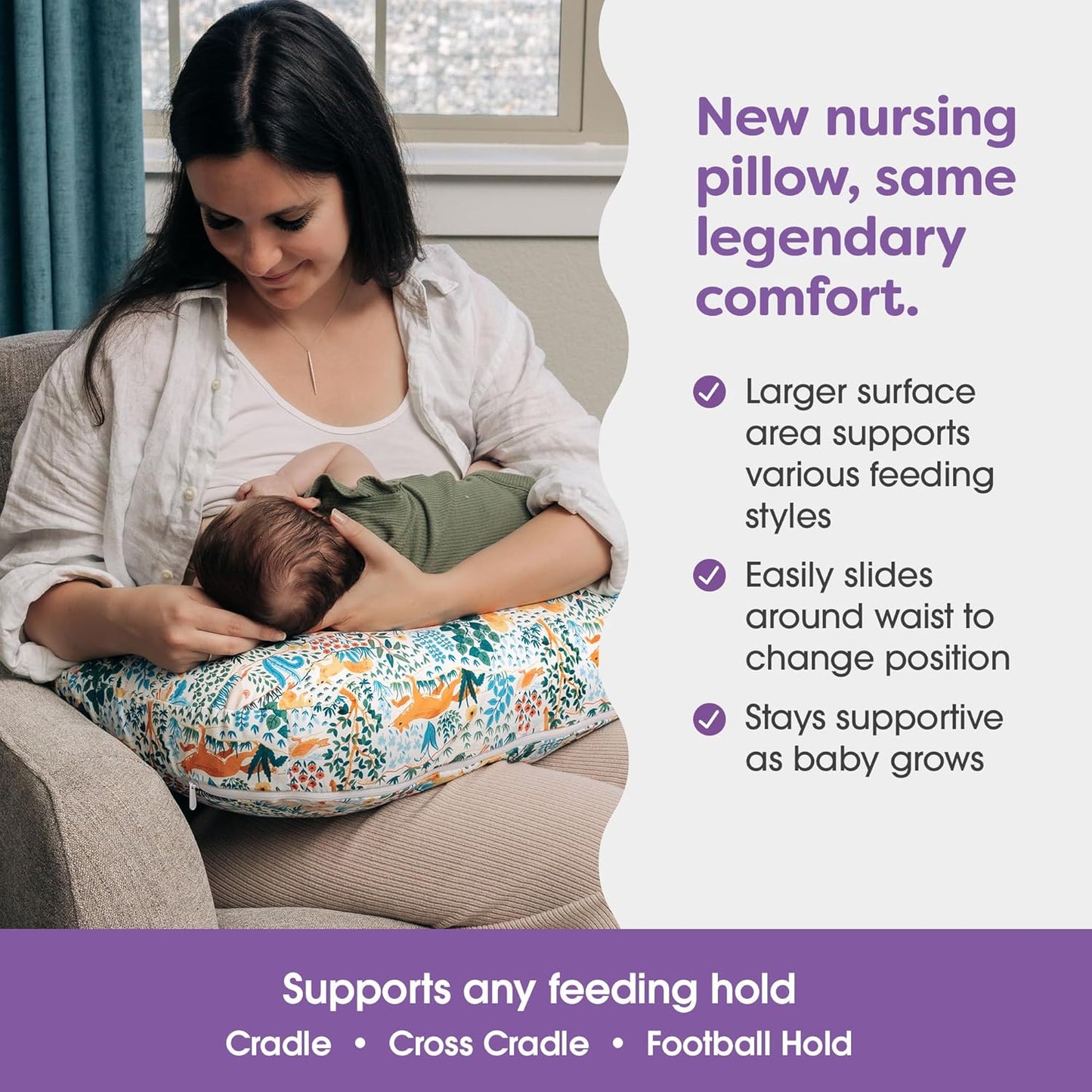 Boppy Nursing Pillow - Ergonomic Bottle & Breastfeeding Pillow with High, Firm, Large Area