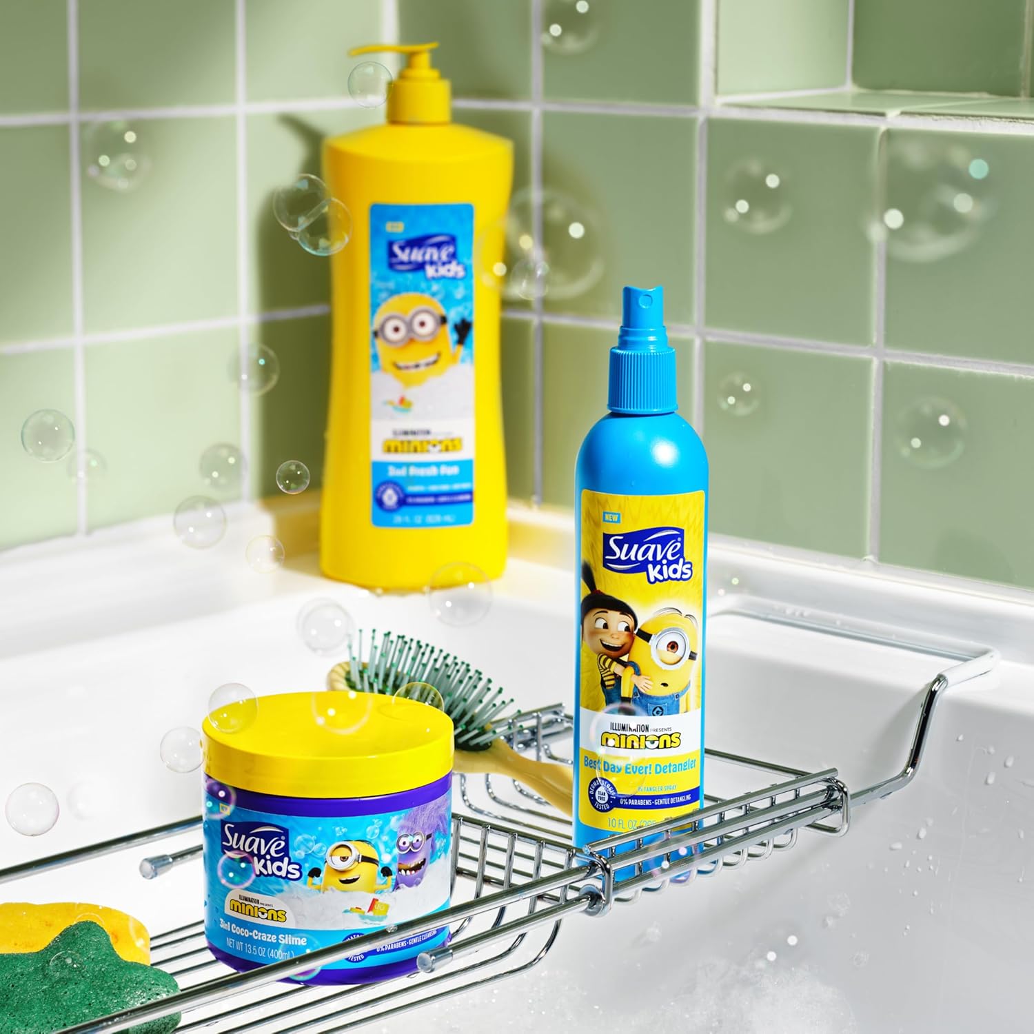 Suave Kids Minions 3-In-1 Shampoo, Conditioner, and Body Wash, For Tear-Free and Gentle Cleansing