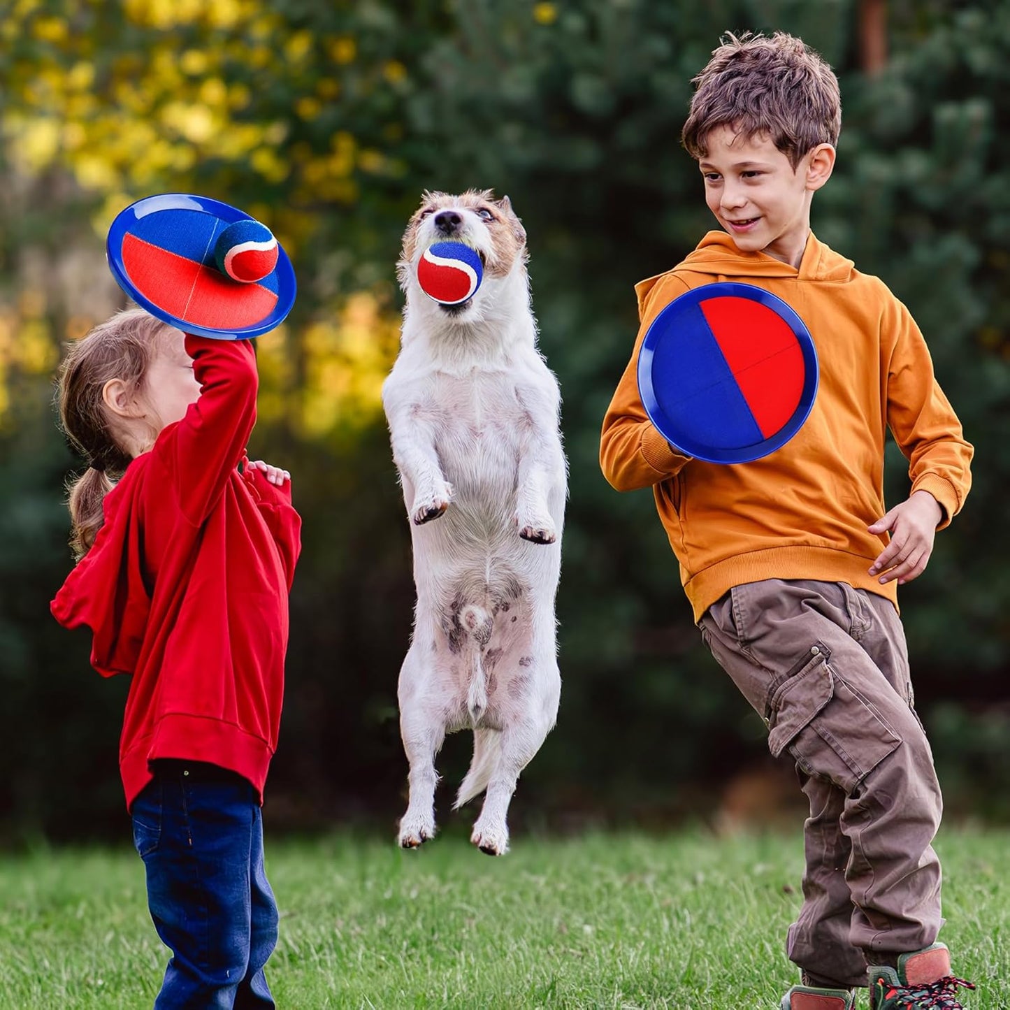 EVERICH Upgraded Toss and Catch Ball Game Set - Indoor and Outdoor Games for Kids 3-12, Beach Sand Pool Water Toy Includes 4 Paddles 4 Sticky Balls, Easter Basket Stuffers Boys Girls Birthday Gifts