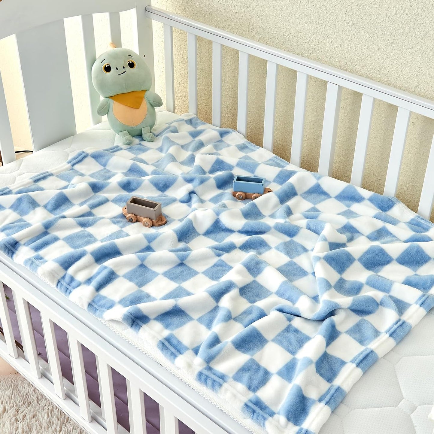 Yurhap Checkered Baby Blanket Fleece Baby Blankets for Boys, Ultra Soft Cozy Fluffy Infant Toddler