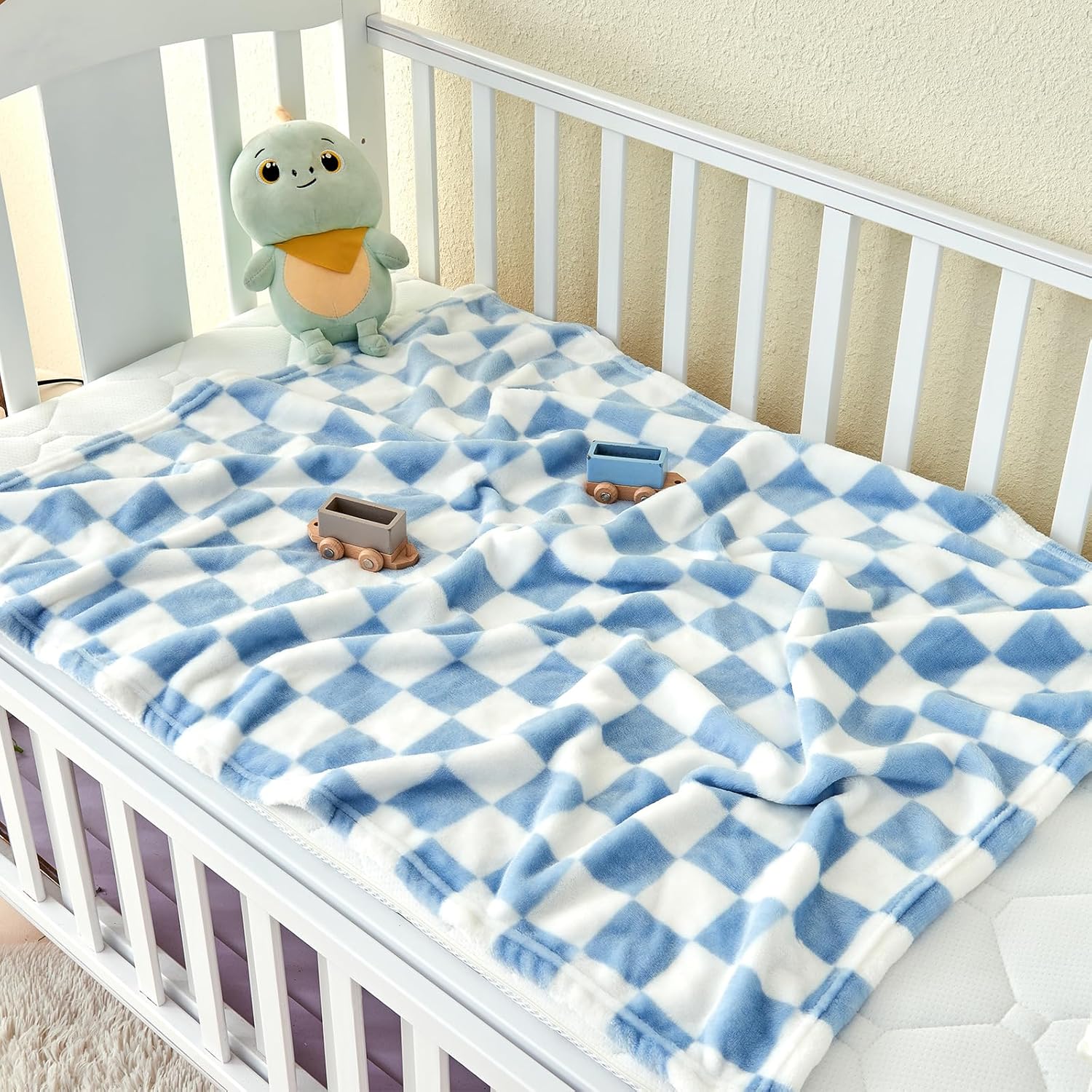 Yurhap Checkered Baby Blanket Fleece Baby Blankets for Boys, Ultra Soft Cozy Fluffy Infant Toddler
