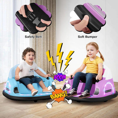 GLACER 12V Bumper Car, Electric Kids Bumper Car w/Parental Remote, 3-Speed, 360°Spin, Music, LED Light, Battery Ride on Bumper Car w/Dual Joysticks, Baby Bumper Car for Toddlers 18 Months+ (Pink)
