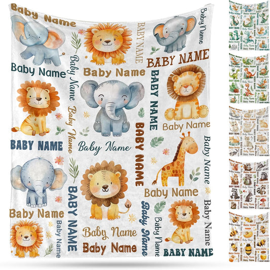 Ship Next Day, Personalized Baby Blanket – Printed in USA, Custom Baby Blanket for Boys & Girls