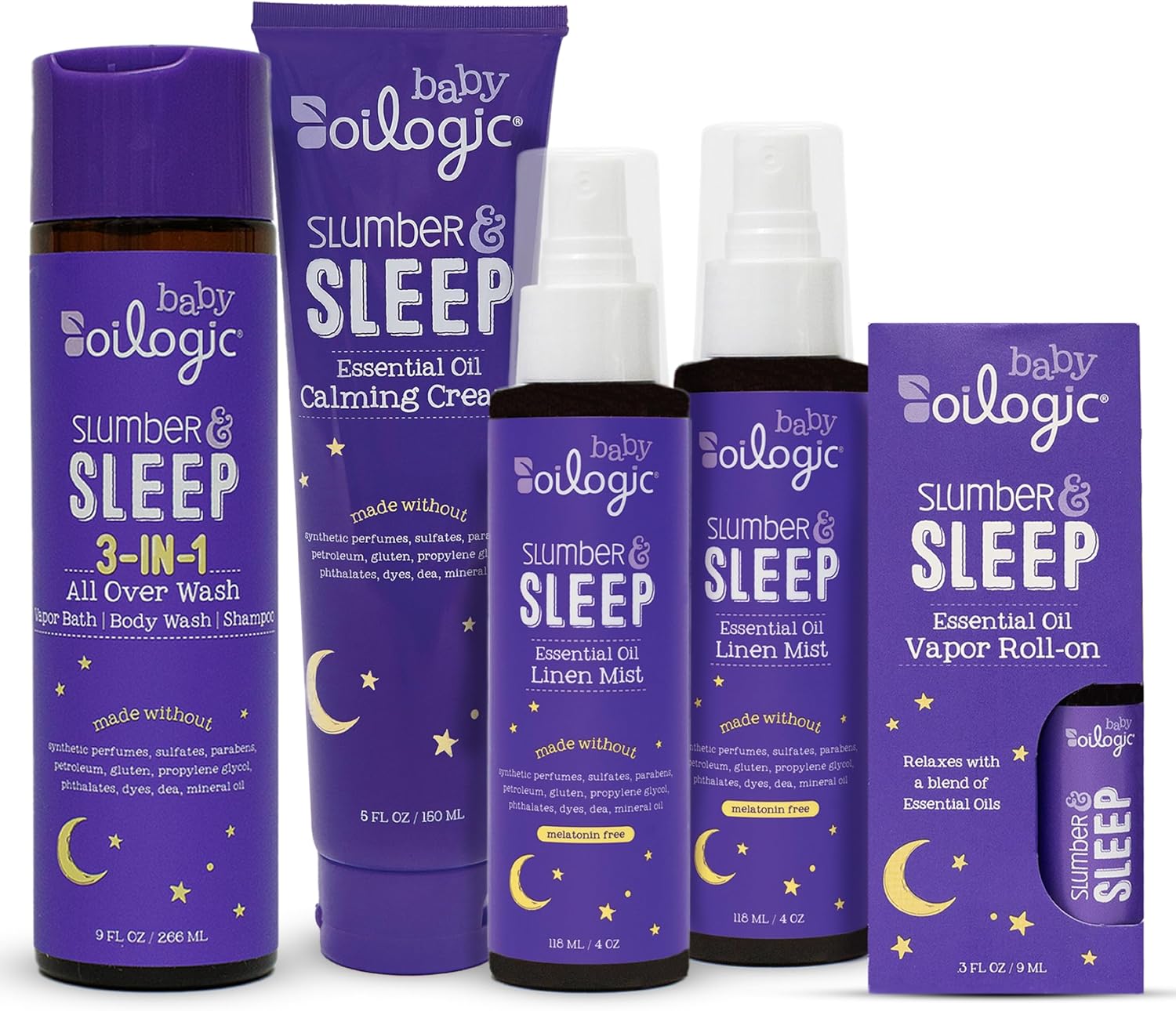 Oilogic Slumber & Sleep Bath Baby Essentials Gift Set - Includes All Over Wash, Calming Cream