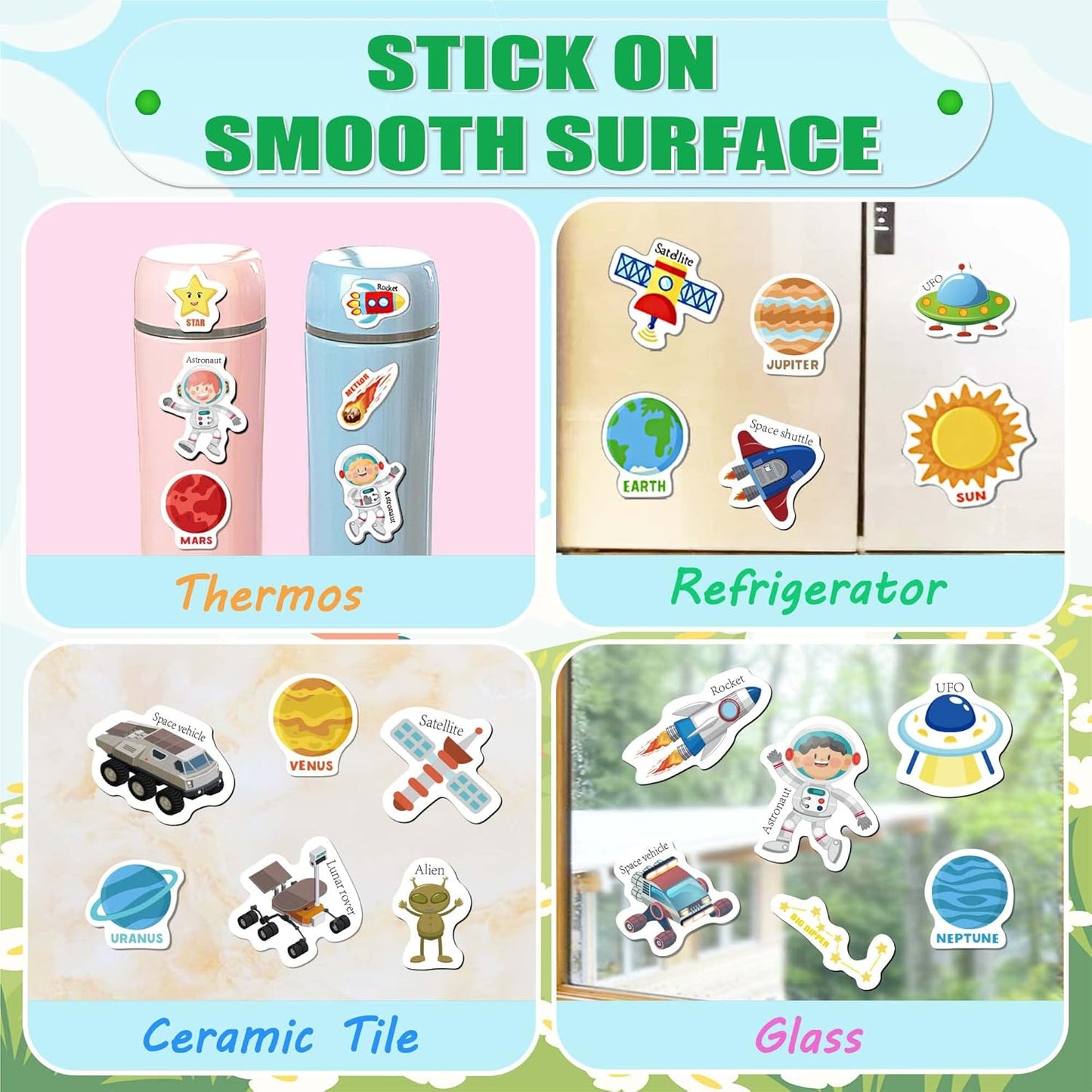 Reusable Sticker Books for Kids, Jelly Quiet Book, Preschool Learning Activities Busy Book for Toddler Travel Toys Waterproof Stickers for Kids 2 3 4 5 6 Year Old Girls Boys (Space)