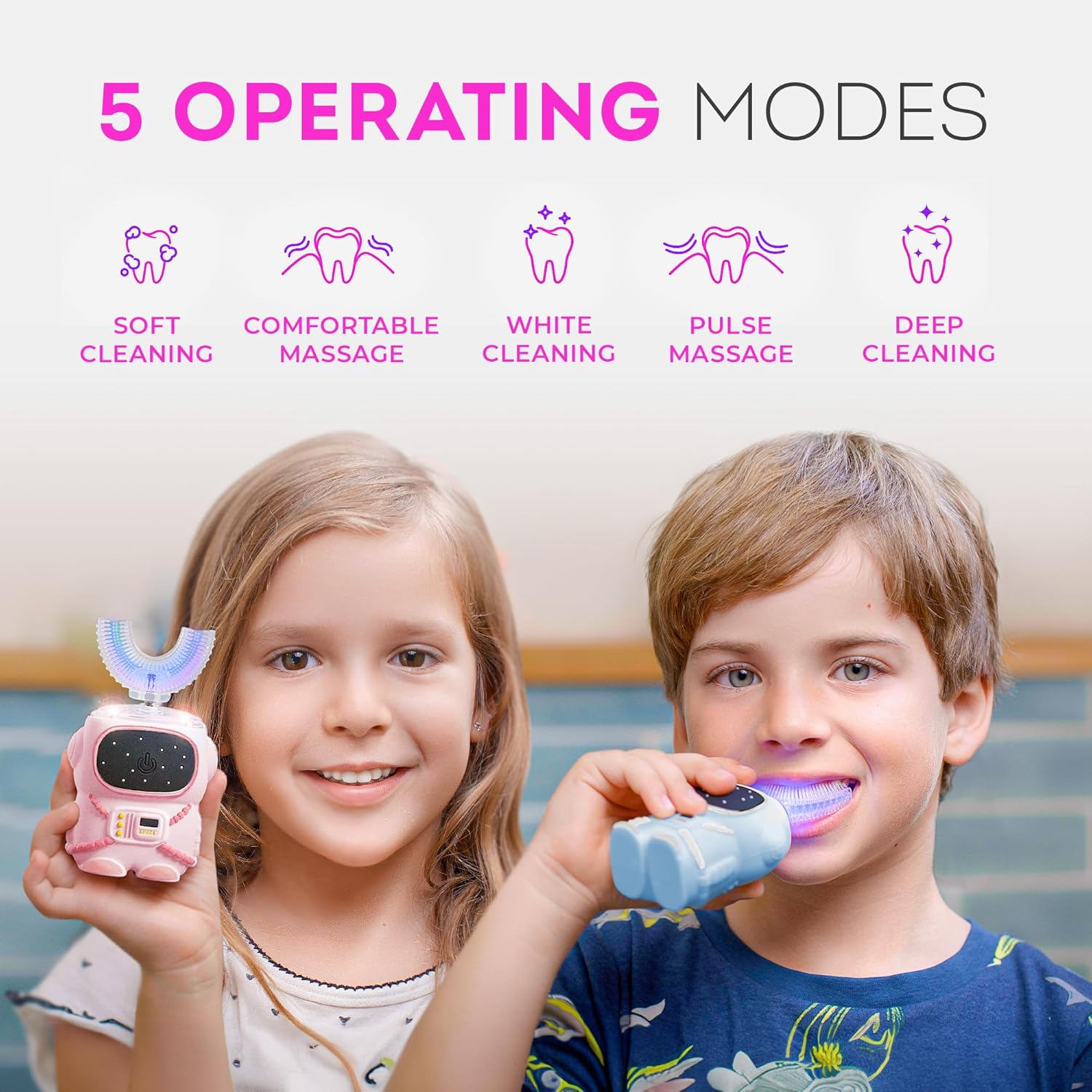 Sensory 360 Round U-Shaped Astronaut Design Mouthguard Electric Toothbrush for Kids Ages 2-7