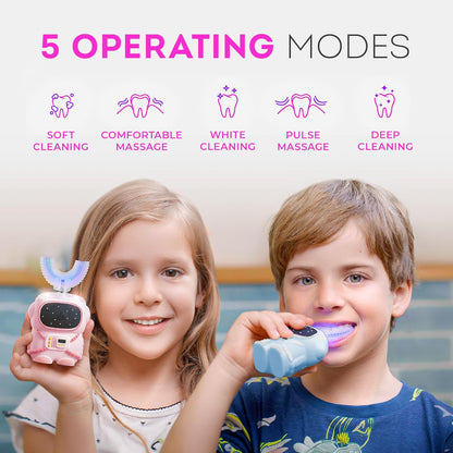 Sensory 360 Round U-Shaped Astronaut Design Mouthguard Electric Toothbrush for Kids Ages 2-7