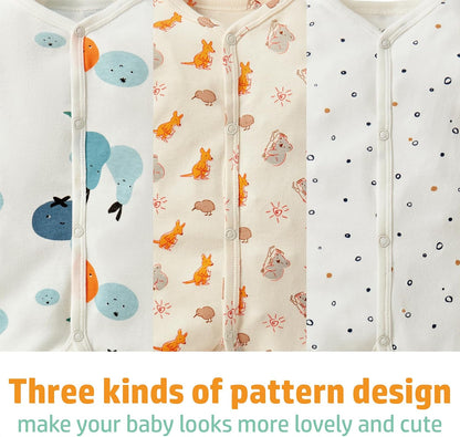 Baby Boys Girls Cotton Footies Multi Pack Long Sleeve Baby Footed One-Piece Jumpsuit Multi Pack