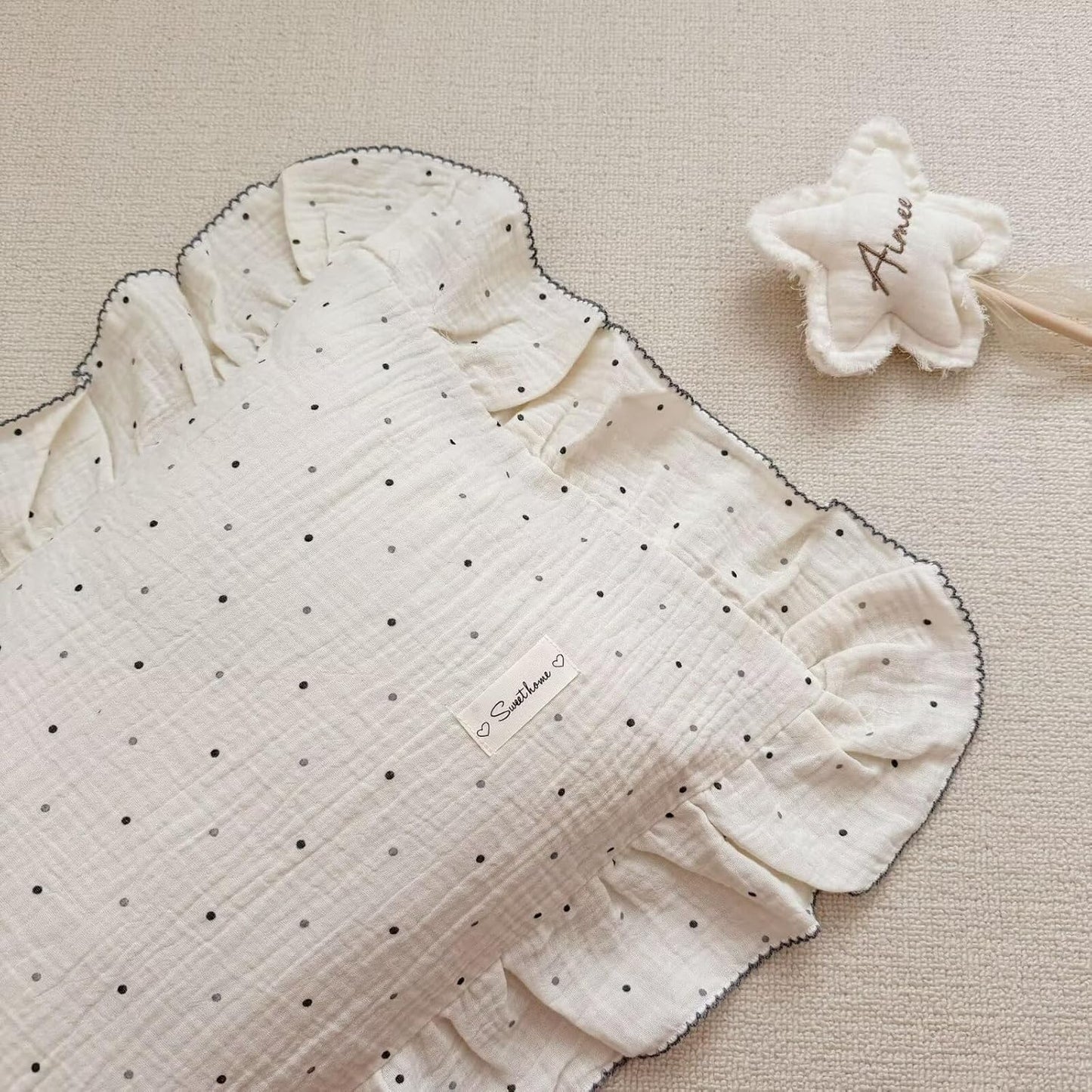 BuLuTu Cotton Muslin Toddler Pillowcases for Girls Boys Polka Dots Design Kids Pillow Cases Soft Breathable Standard Pillow Cover, Envelope Closure,1 Piece, 20"x26"