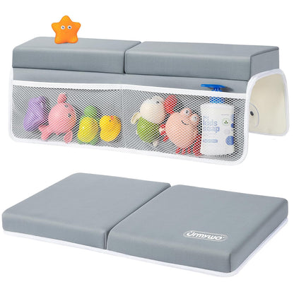 URMYWO Bath Kneeler and Elbow Rest Pad Set - 1.5" Thick Baby Bath Kneeler Pads with Toys Organizer