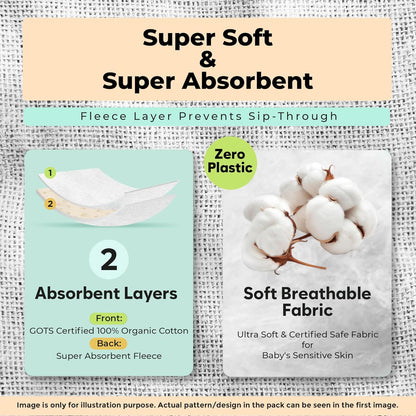 Organic Cotton Baby Bibs – Soft Teething & Drool Bib for Newborns & Toddlers – Hypoallergenic, Absorbent, Snaps