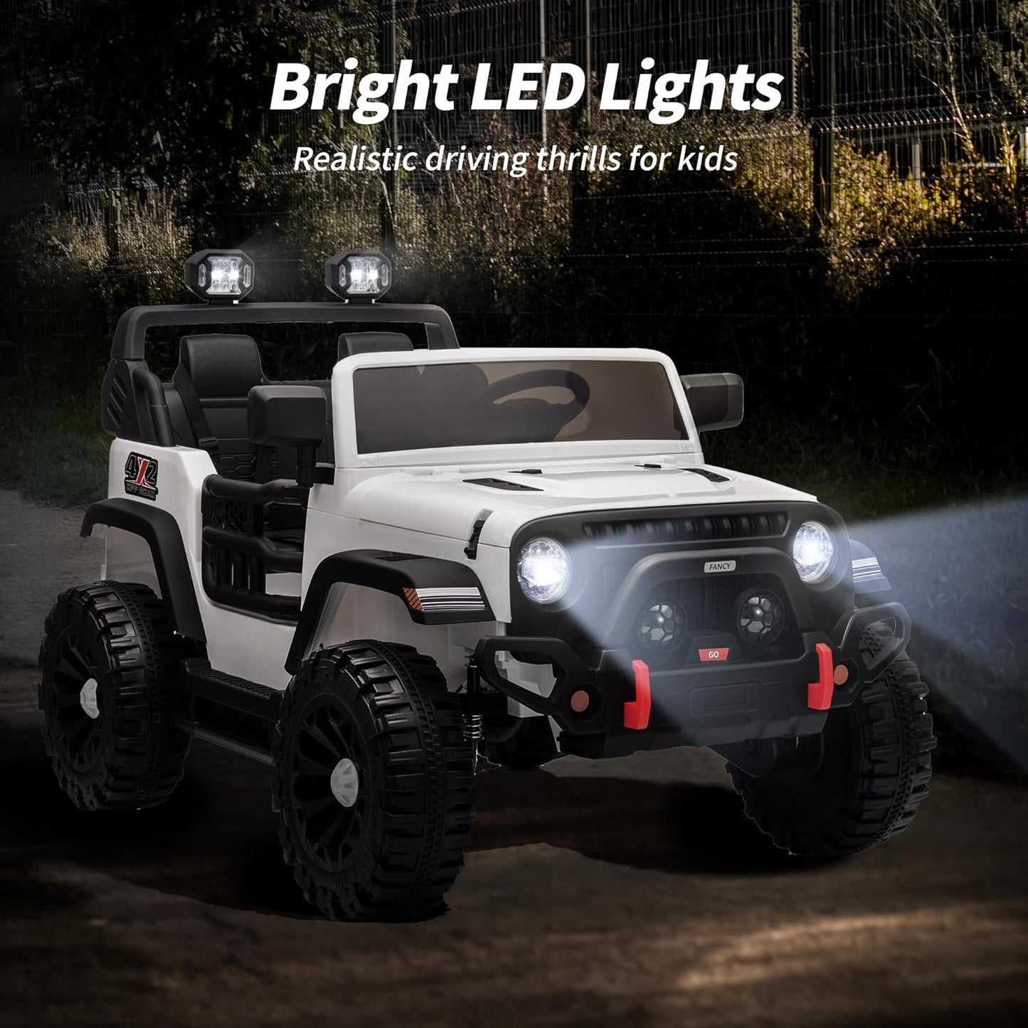 2 Seater Ride on Car Truck, 12V Kids Electric Ride on Toy for Big Kids Age 3-8 w/Remote Control- White