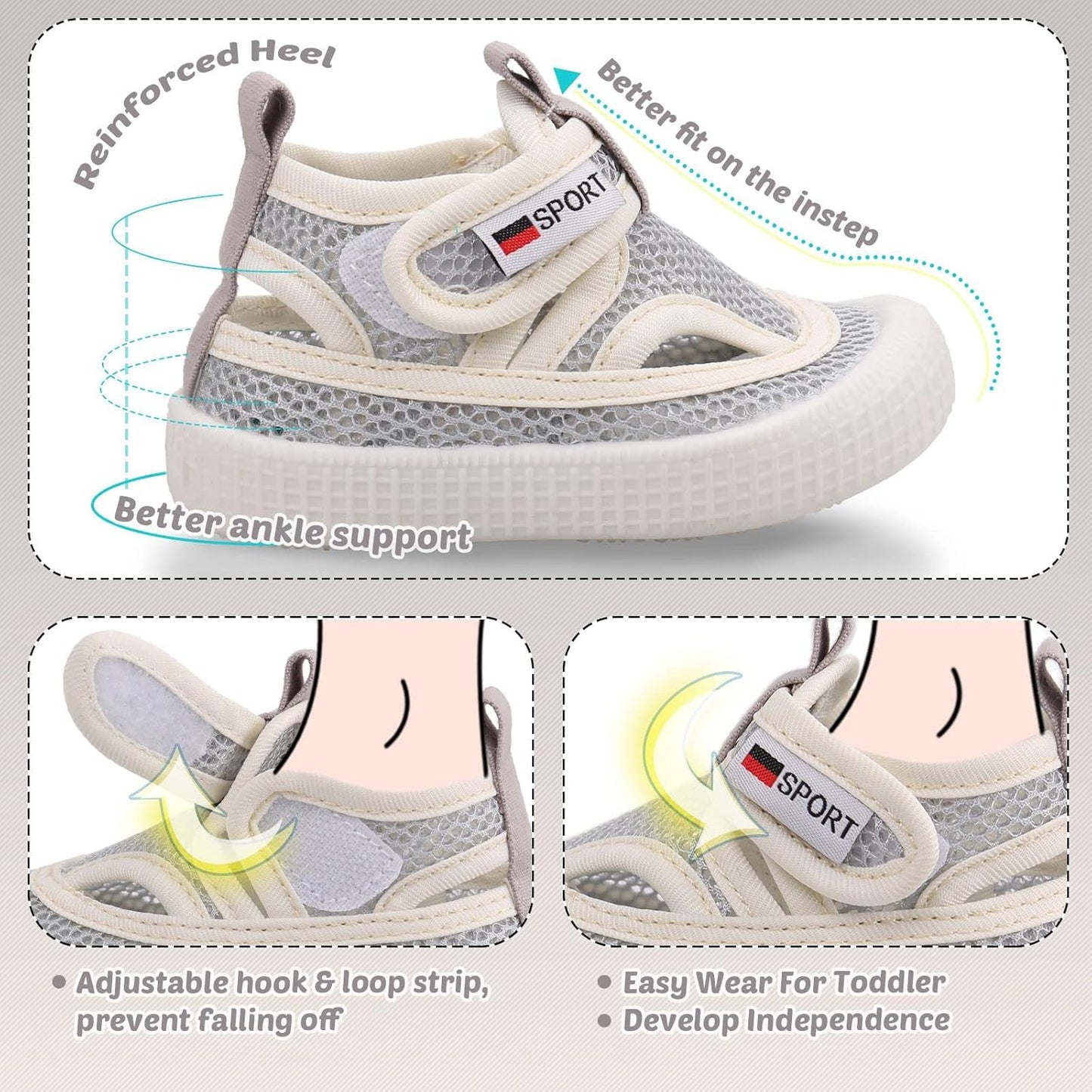 Baby Walking Shoes Toddler Girl Boy Soft Sole Breathable Mesh Slip on Summer Wide Shoes Infant Flexible Lightweight Non-Slip Safer Causal Tennis Shoes Toddler First Walkers Shoes Rubber Soles Outdoor