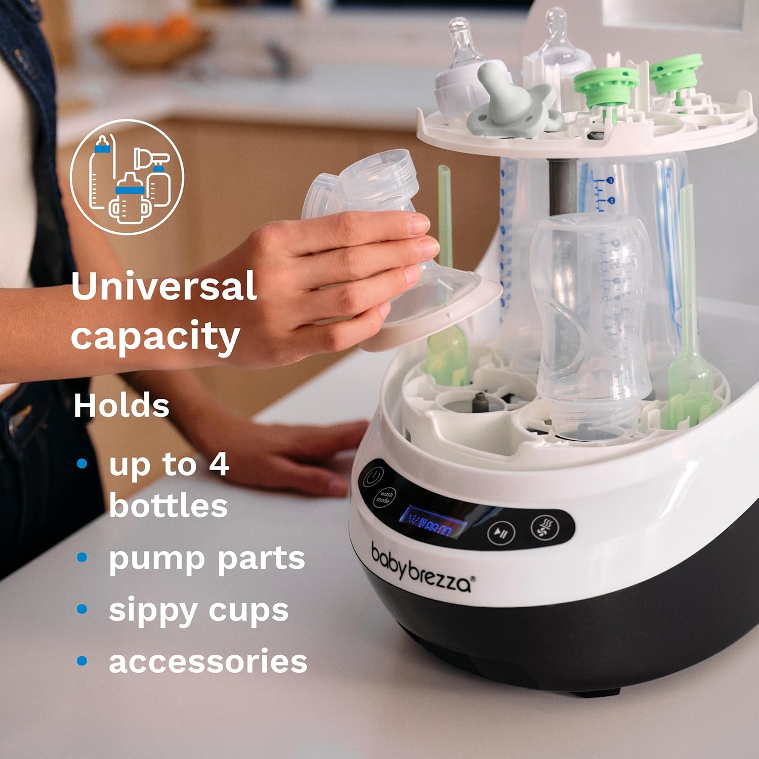 Baby Brezza Bottle Washer Pro - Baby Bottle Washer, Sterilizer + Dryer - All in One Machine Cleans
