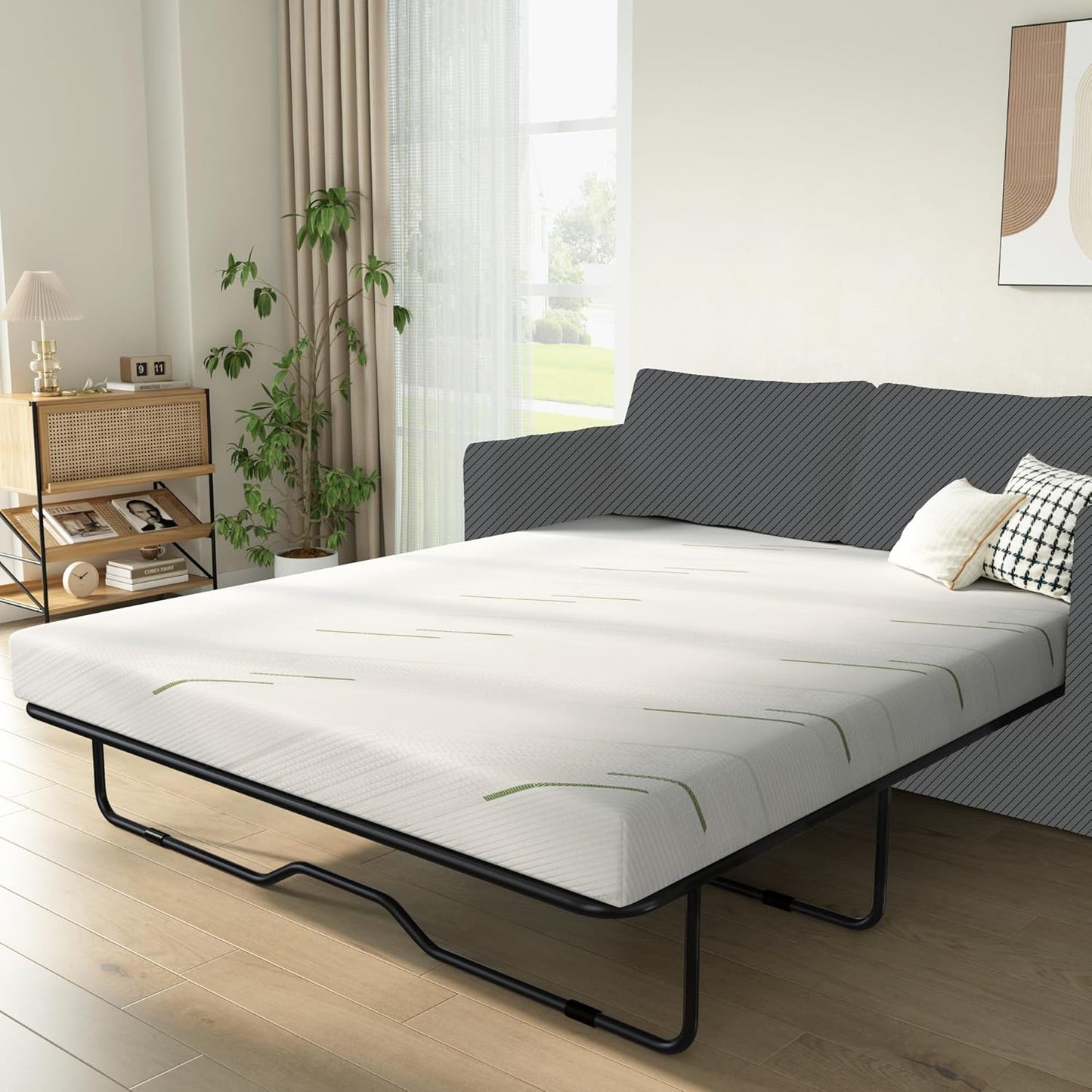 4 Inch Gel Memory Foam Sofa Mattress Cushion Queen Size - Breathable Washable Cover, Ergonomic Lumbar Support, Slip-Resistant Base for Couch, Chair