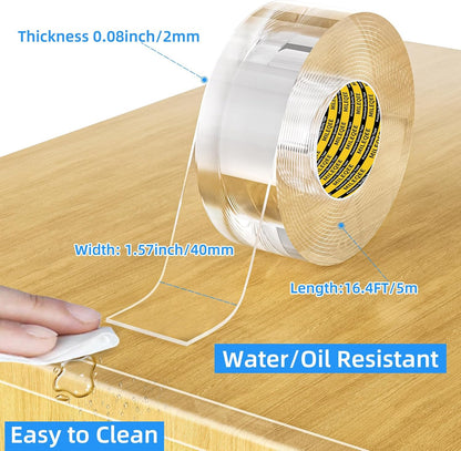 2Pack Clear Edge Protector Strip,1.57in x 16.4FT(32.8FT Total),Sharp Edge Wrap Cover Tape,Self Adhesive Protective Bumper Guards for Cabinet Door Desk Table Furniture,Kitchen Countertop,Waterproof