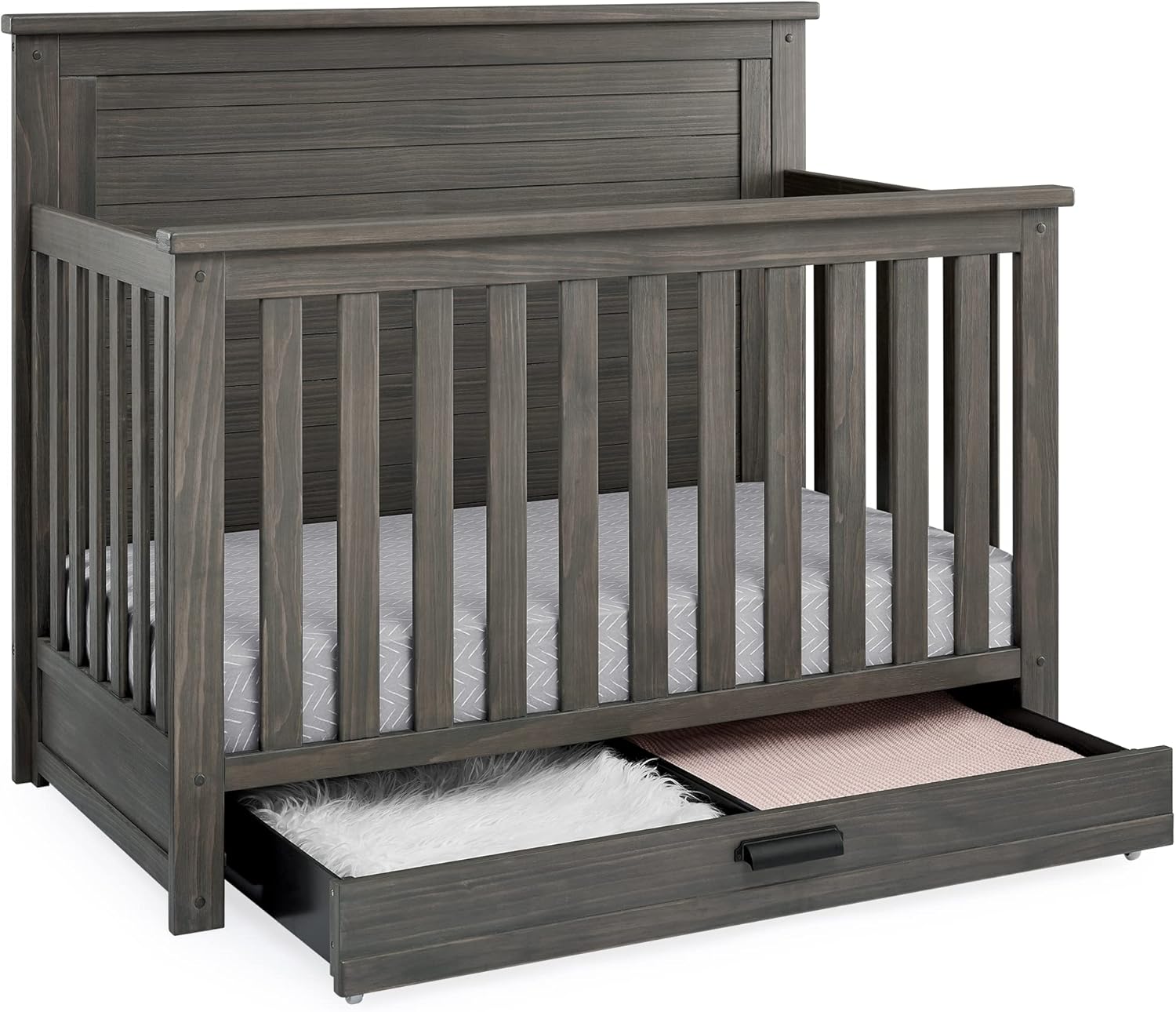 Delta Children Simmons Kids Caden 6-in-1 Convertible Crib with Trundle Drawer, Greenguard Gold