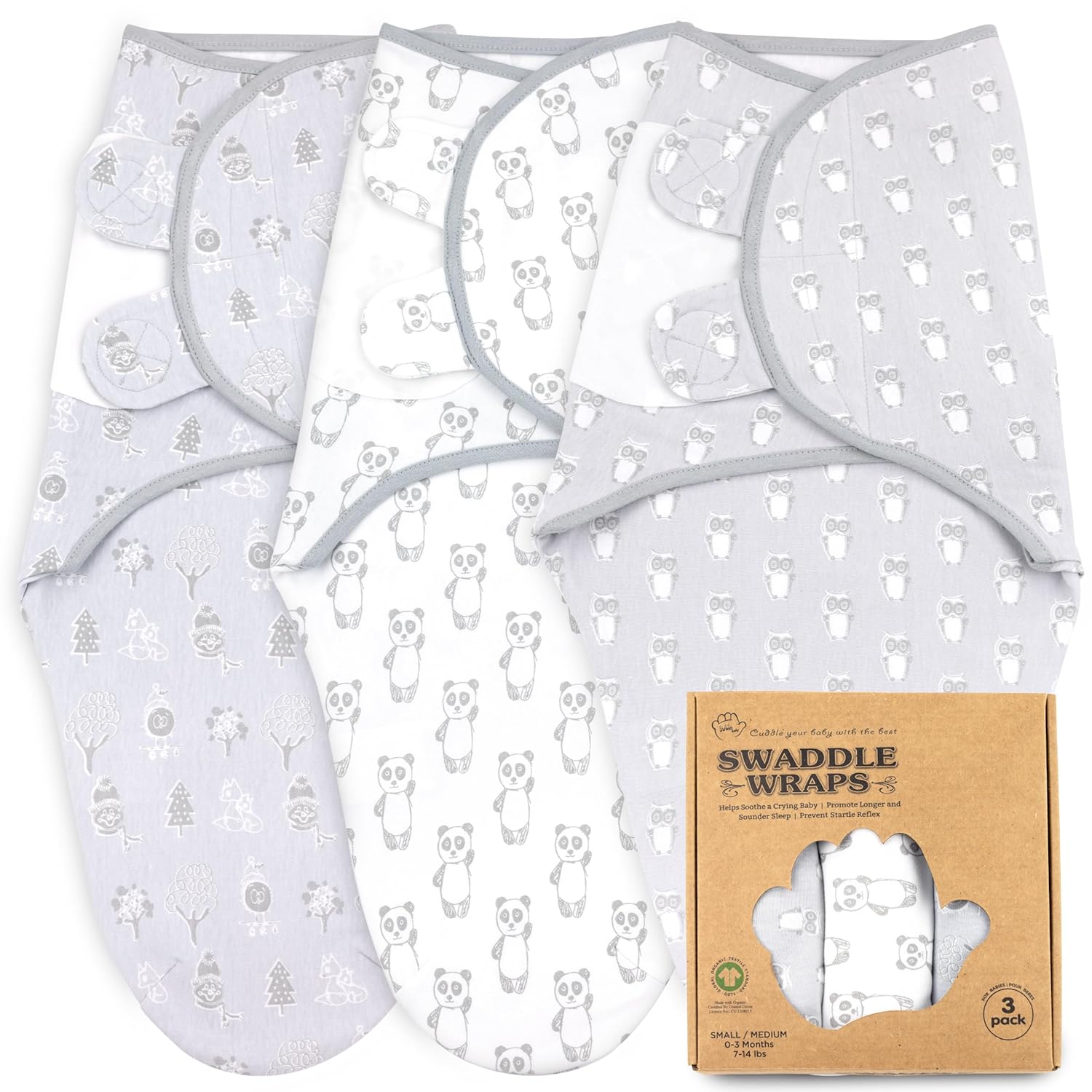 Bublo Baby Swaddles for Newborns – 3-Pack Infant Swaddles 0-3 Months – Adjustable Newborn Swaddle