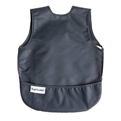Tiny Twinkle Mess Proof Baby Bib - Waterproof & Lightweight Baby-Led Weaning Apron | 100% Recycled Polyester, Easy Clean & Machine Washable (Charcoal, Small 6-24 Months)